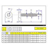 #10 x 1" Metal Screw Pan Head Square Drive #2 Self-Drilling Point - Stainless Steel 410H