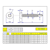 #12 x 1" Metal Screw Pan Head Square Drive #3 Self-Drilling Point - Stainless Steel 410H