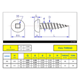 #8 x 3/4" Metal Screw Pan Head Square Drive Type S Point - Zinc
