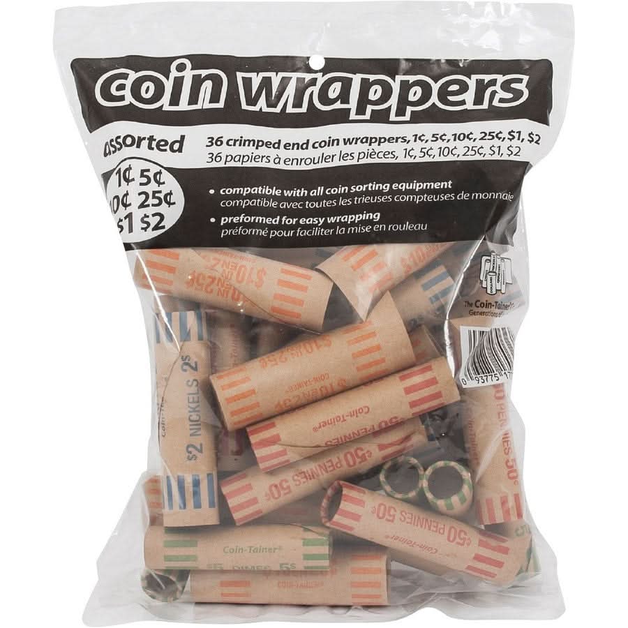 PAP-R Assorted Paper Coin Wrappers (36-Pack)