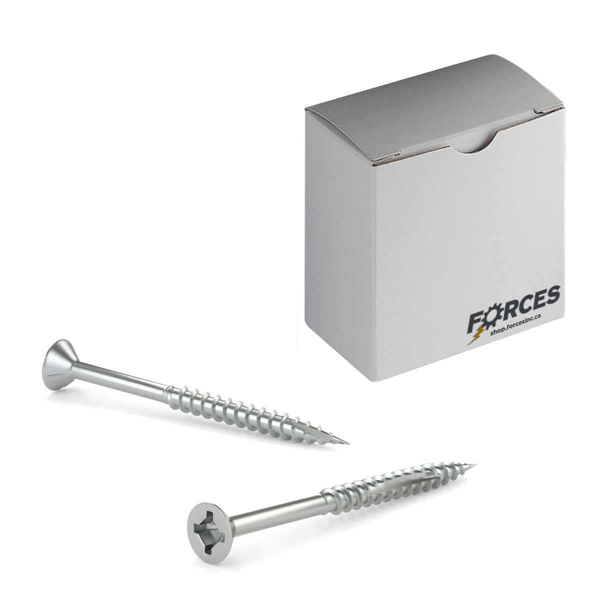 #8 x 2-1/4" Wood Screws Flat Head W/ Nibs Quadrex Drive Coarse Thread Double Cut Point Zinc