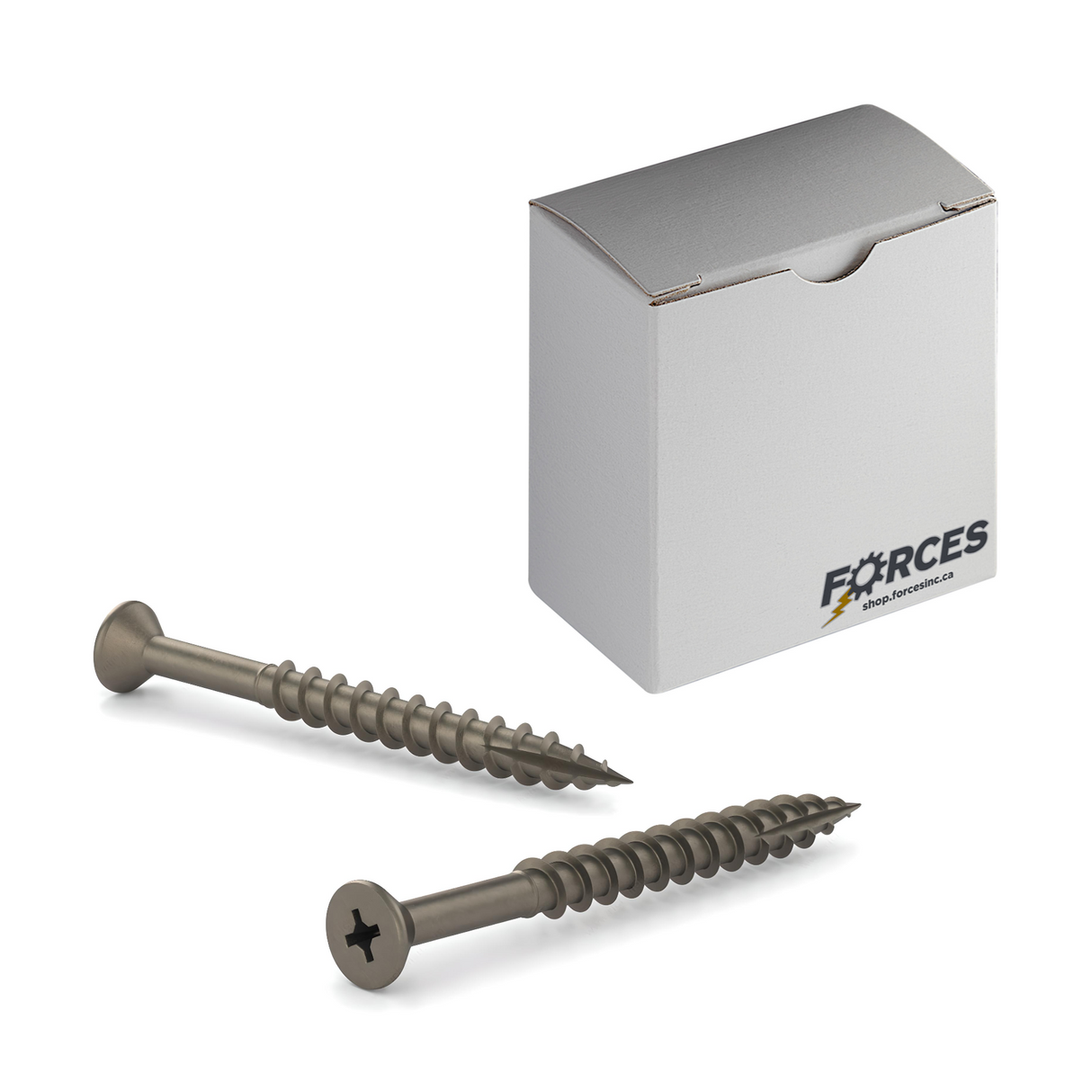 #8 x 2-1/2" Wood Screws Flat Head Quadrex Drive Coarse Thread Type 17 Point Plain Steel