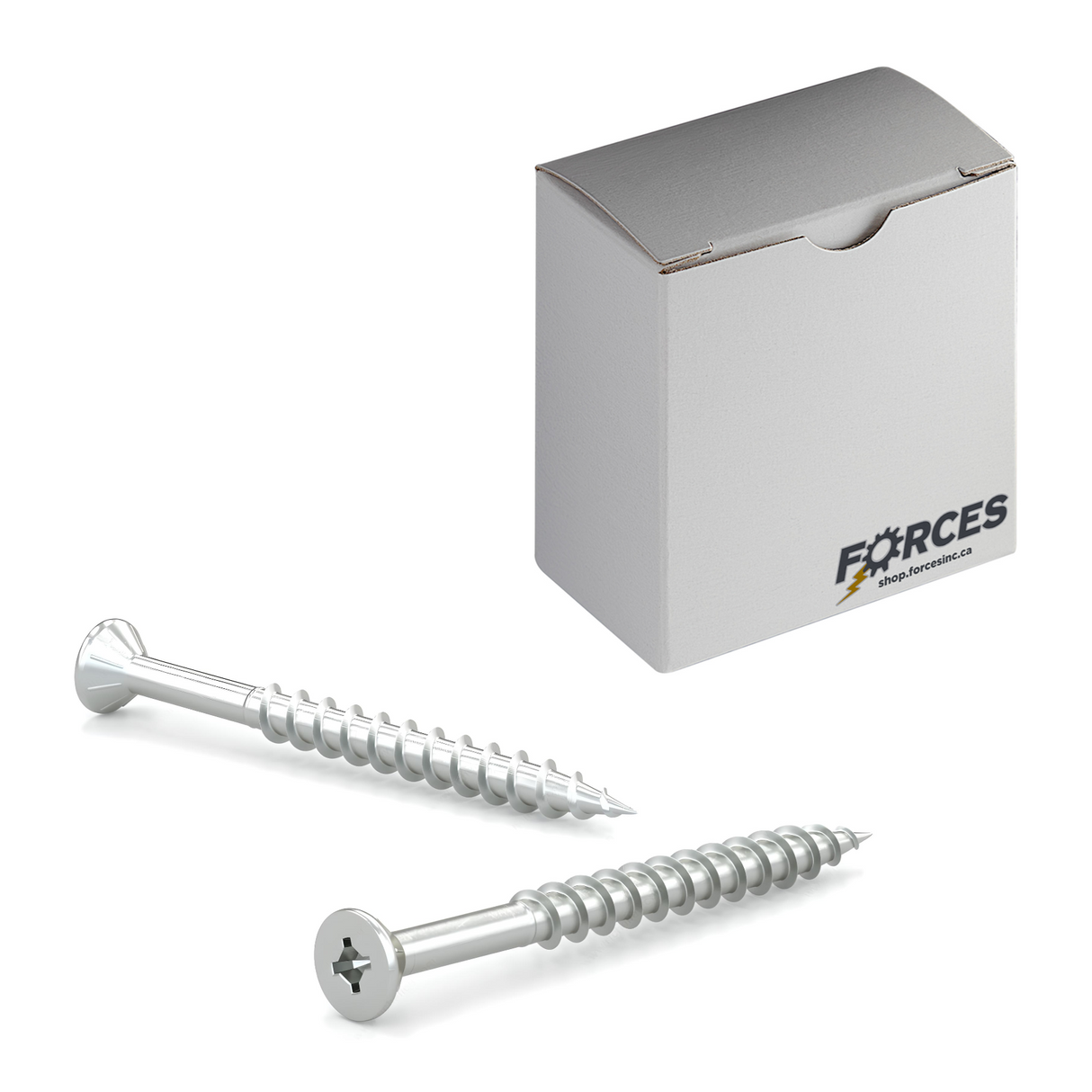 #8 x 2-1/2" Wood Screws Flat Head W/ Nibs Quadrex Drive Coarse Thread Regular Point Zinc