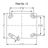 Polyurethane Yellow Caster 5" x 2" Swivel Wheel Brake (WB) 840 lbs Roller Bearing P21 Series