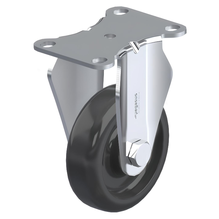 Polypropylene Black Caster 4" x 1-1/4" Rigid 275 lbs Delrin® Bearing P12X Series