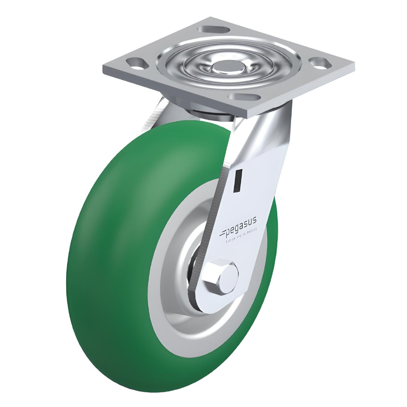 Polyurethane Green Caster 8" x 2" Swivel 1250 lbs Precision Ball Bearing P21 Series