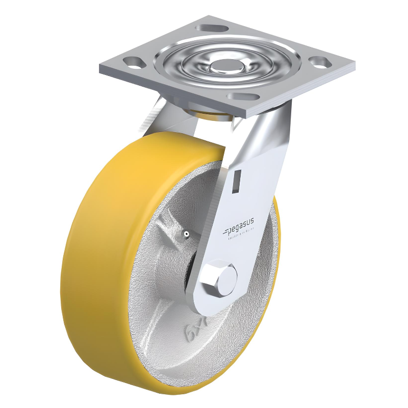 Polyurethane Yellow Caster 8" x 2" Swivel 1250 lbs Roller Bearing P21 Series