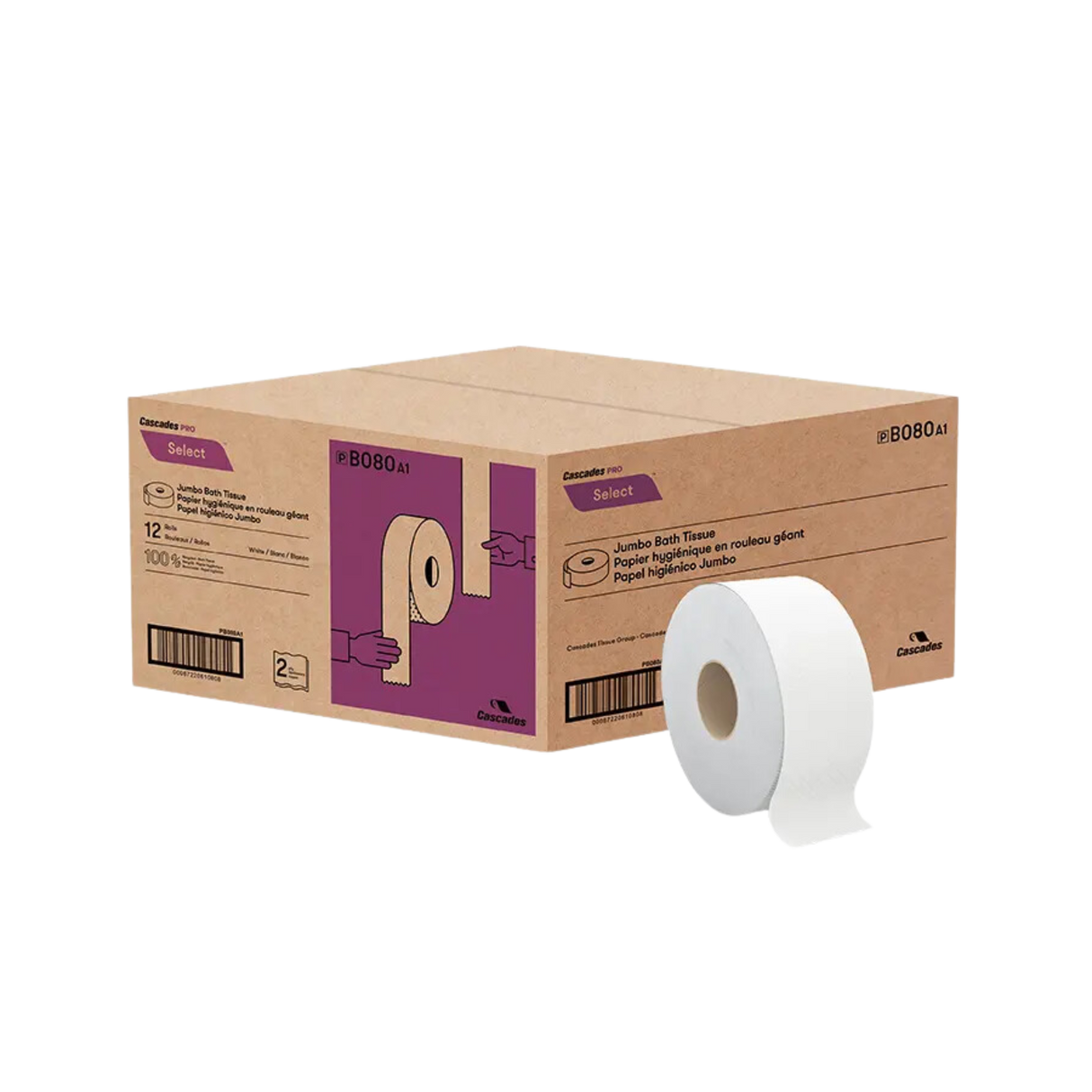 2-Ply Jumbo Roll Bath Tissue, 3.3" x 500' (12 Rolls/Case)