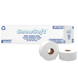 Snow Soft™ Premium Mini JRT Toilet Paper, Jumbo Roll, 2 Ply, 650' Length, White