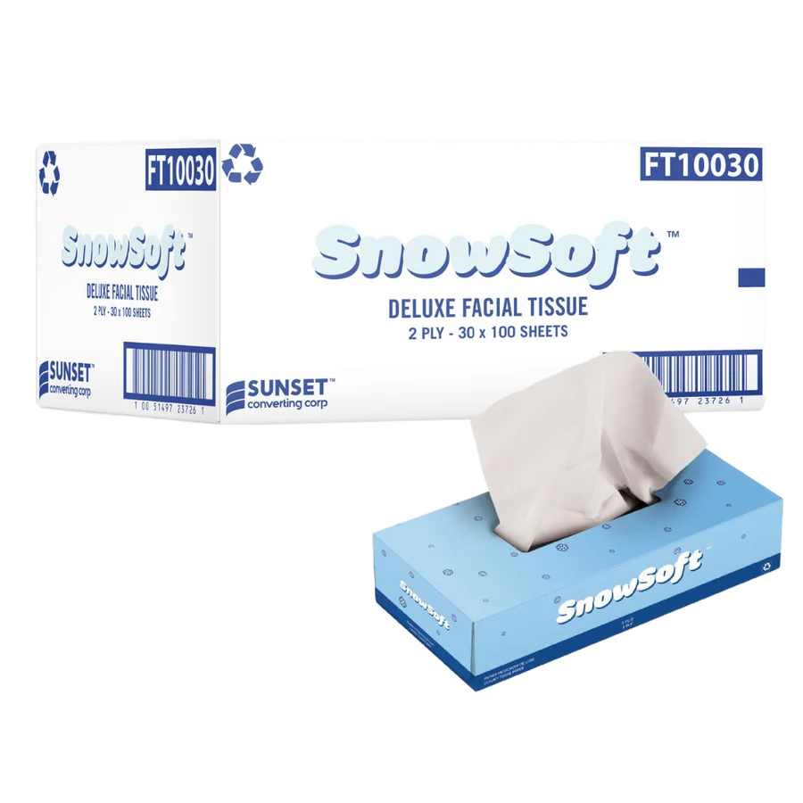 Snowsoft - 100 sheets, 2 ply Facial Tissue - 30 Boxes (PPF10030-S)