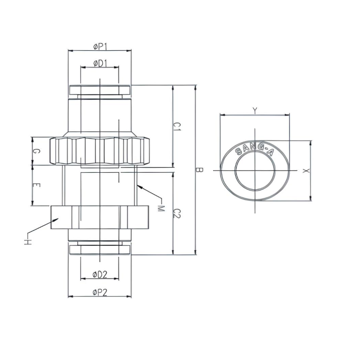 Bulkhead Union 4mm Tube Push to Connect - Polymer