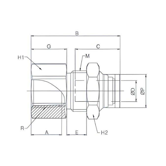 Bulkhead Union 1/4" Tube x 1/4" NPT Push to Connect - Brass