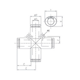 Push to Connect Cross Union 3/16" Tube OD