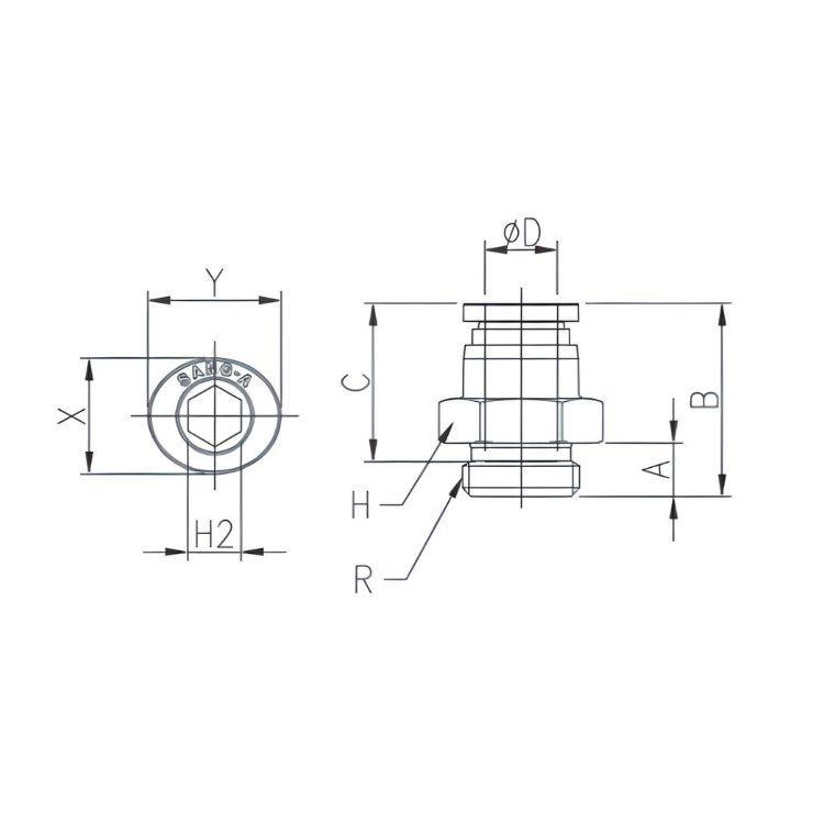 Push to Connect Straight Fitting 3/8" Tube x 3/8" BSPP (G) Male