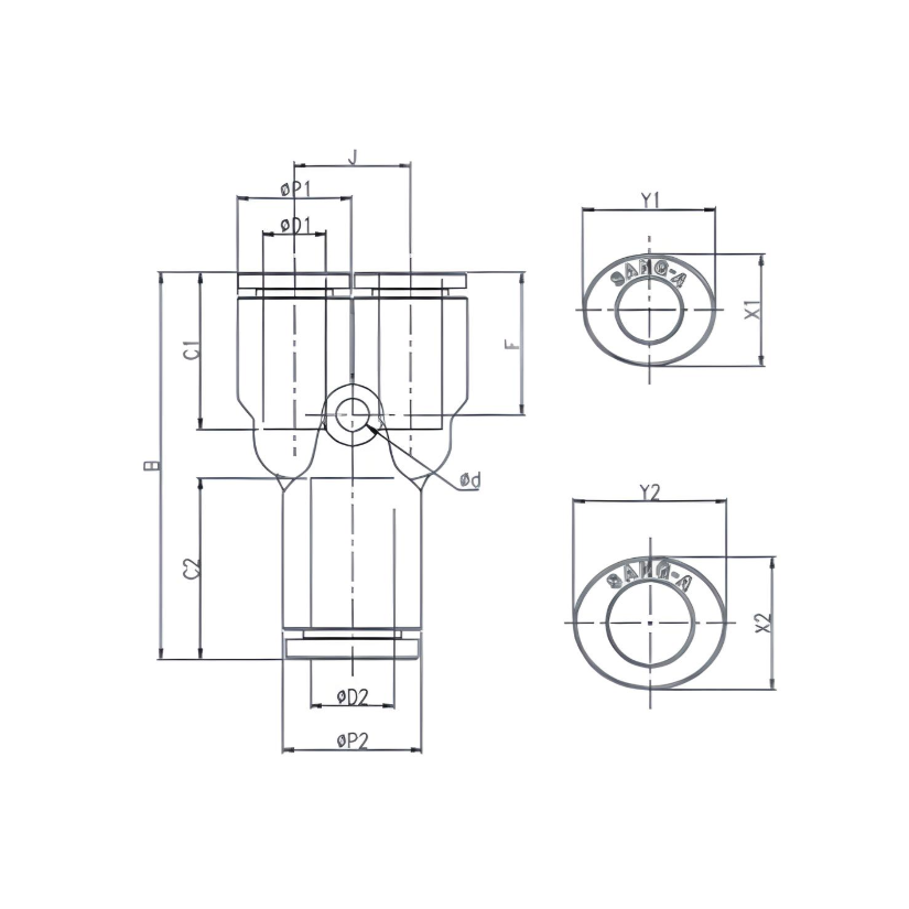 Push to Connect Wye "Y" Union Reducer 6mm x 4mm Tube OD