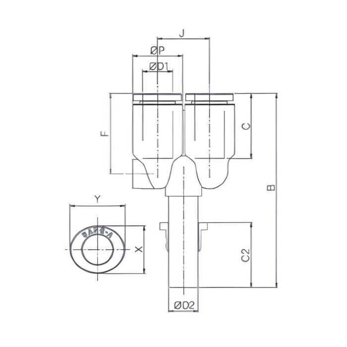 Push to Connect Wye "Y" Union Reducer 4mm Tube x 6mm Tube Plug in