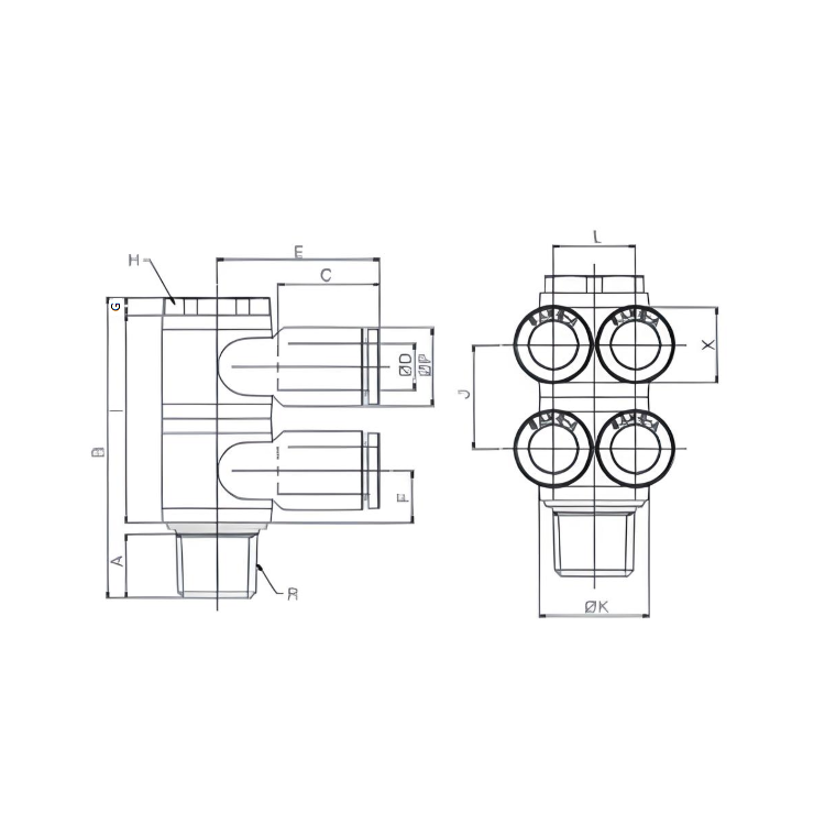 Push to Connect Double Branch Banjo 6mm Tube x 1/8" BSPT (R) Male