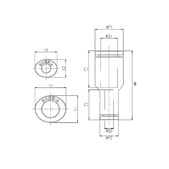 Push to Connect Straight Union Reducer 3/16" x 5/32" Tube OD
