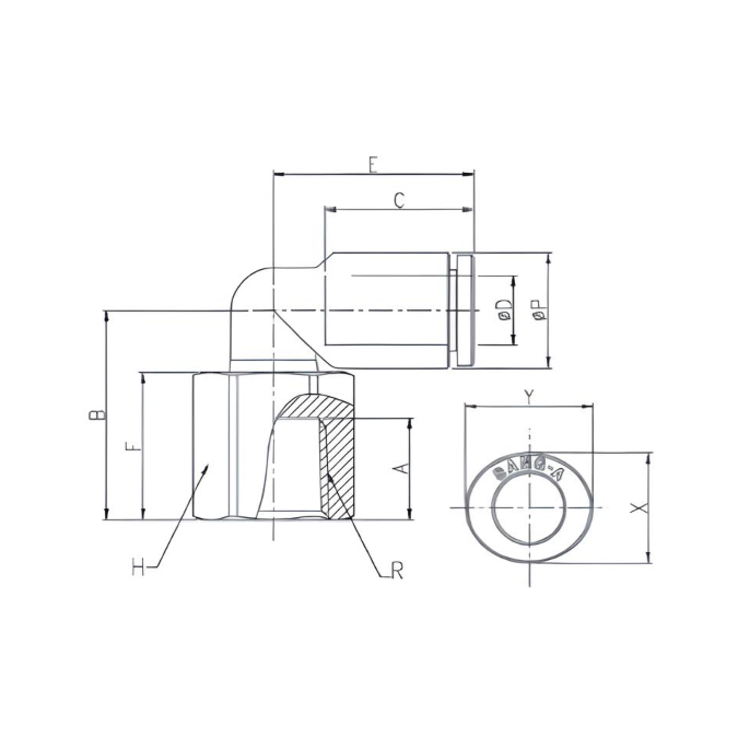 Push to Connect 90 Elbow Fitting 6mm Tube x 1/4" BSPT (R) Female