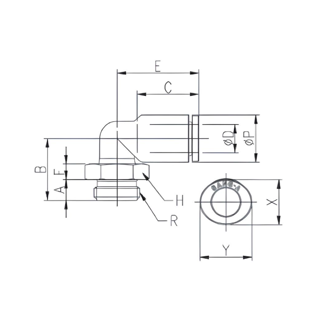 Push to Connect 90 Elbow Fitting 10mm Tube x 1/4" BSPP (G) Male