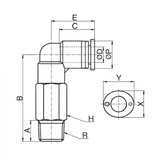 Union Long Elbow Fitting 12mm Tube x 1/4" BSPT (R) Male