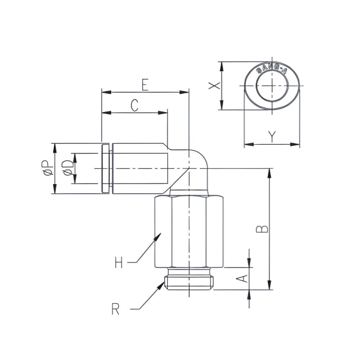 Union Long Elbow Fitting 10mm Tube x 3/8" BSPP (G) Male
