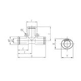 Push to Connect Tee Union 6mm Tube x 6mm Tube