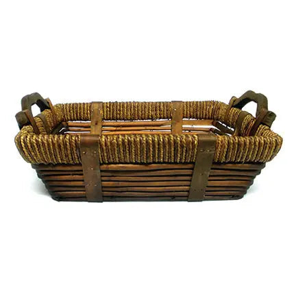 Panier rectangulaire en osier avec poignées