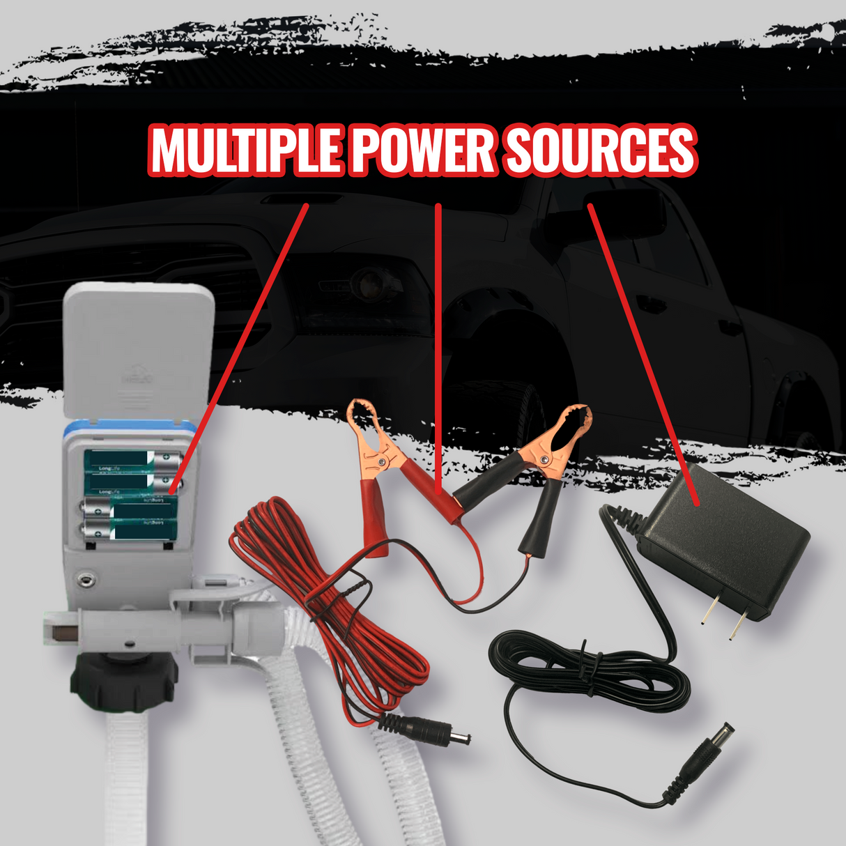 PumpMatic Super Gas Pump Fuel Transfer Pump for Gas, Diesel, Kerosene + 3 Power Sources w/ 4.25 Ft Hose