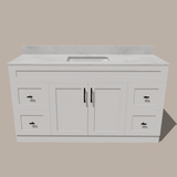 72-Inch Single Sink Shaker Bathroom Vanity — White or Gray | Plywood Cabinet, Solid-Wood Doors, Soft-Close 3-Way Clip-On Hinges | 4 Drawers, Center Double Doors