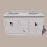 72-Inch Double Sink Shaker Bathroom Vanity — White or Gray | Plywood Cabinet, Solid-Wood Doors, Soft-Close 3-Way Clip-On Hinges | Center 2 Drawers