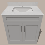 30-Inch Shaker Bathroom Vanity — White or Gray | Plywood Cabinet, Solid-Wood Doors, Soft-Close 3-Way Clip-On Hinges, Natural Wood Interior