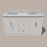 60-Inch Double Sink Shaker Bathroom Vanity — White or Gray | Plywood Cabinet, Solid-Wood Doors, Soft-Close 3-Way Clip-On Hinges | Center Drawers