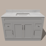 48-Inch Shaker Bathroom Vanity — White or Gray | Plywood Cabinet, Solid-Wood Doors, Soft-Close 3-Way Clip-On Hinges