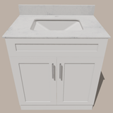 30-Inch Shaker Bathroom Vanity — White or Gray | Plywood Cabinet, Solid-Wood Doors, Soft-Close 3-Way Clip-On Hinges, Natural Wood Interior