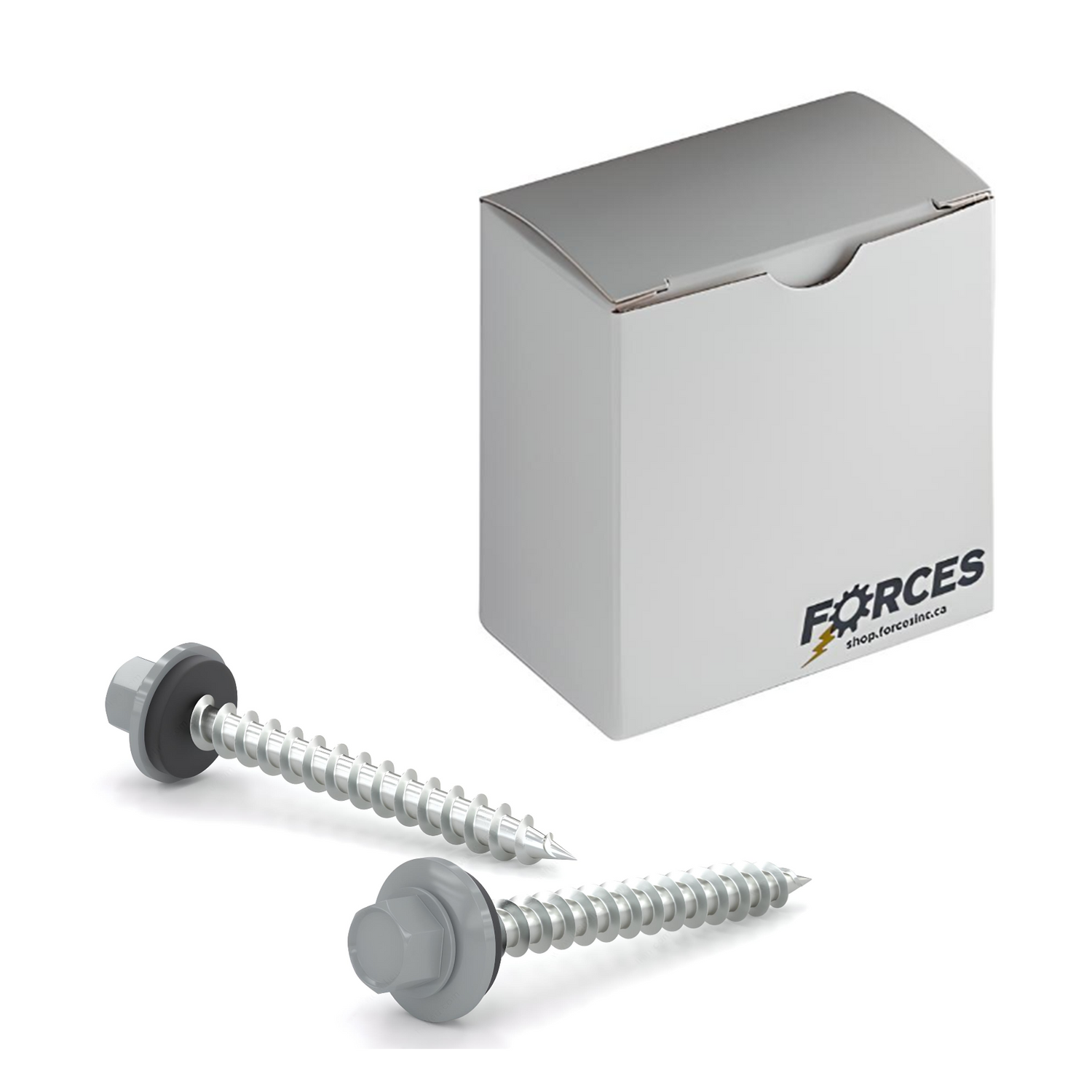 #9 x 2" Metal Roofing Screw Hex Head W/ Washer Type A Point - Steel Regent Grey