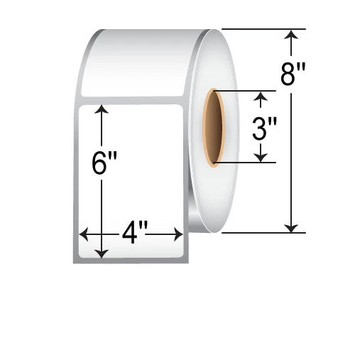 4 x 6, Thermal Transfer Labels, Color, 3 in ID, Perforated  Between Labels - 1000 labels/roll, 3"CORE