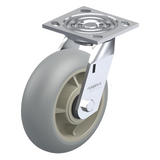 Round ElastiSoft Gray Caster 4" x 2" Swivel 300 lbs Roller Bearing P21 Series