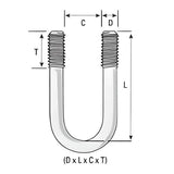 Zinc Plated Clamping U-Bolt 3-11/16" (ID) x 3/8"-16 x 5-1/16" (H)