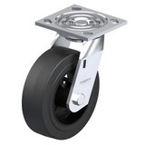 Rubber Black Caster 6" x 2" Swivel 550 lbs Roller Bearing P21 Series
