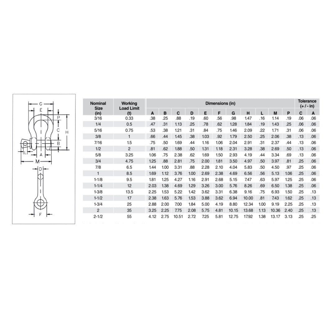 1/2" Vanguard® Screw Pin Anchor Shackle (2T) - Hot Dip Galvanized