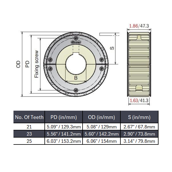 Split Conveyor Sprocket With Guides (Machined) Series 815 - 1-7/16" Bore