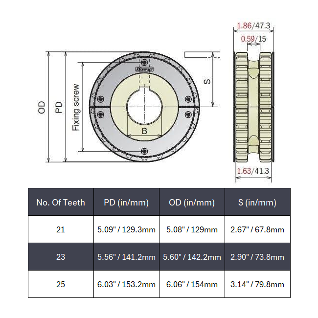 Split Conveyor Sprocket With Guides (Machined) Series 820 - 1-7/16" Bore