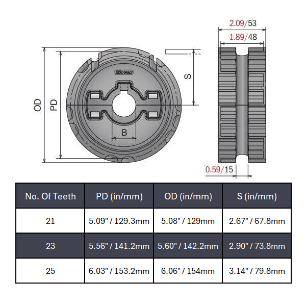 Split Drive Conveyor Sprocket (Molded) Series 820 - 1-1/2" Bore