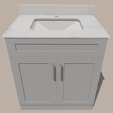 30-Inch Shaker Bathroom Vanity — White or Gray | Plywood Cabinet, Solid-Wood Doors, Soft-Close 3-Way Clip-On Hinges, Natural Wood Interior