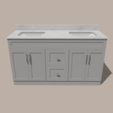 60-Inch Double Sink Shaker Bathroom Vanity — White or Gray | Plywood Cabinet, Solid-Wood Doors, Soft-Close 3-Way Clip-On Hinges | Center Drawers