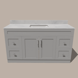 72-Inch Single Sink Shaker Bathroom Vanity — White or Gray | Plywood Cabinet, Solid-Wood Doors, Soft-Close 3-Way Clip-On Hinges | 4 Drawers, Center Double Doors