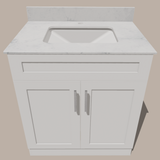 30-Inch Shaker Bathroom Vanity — White or Gray | Plywood Cabinet, Solid-Wood Doors, Soft-Close 3-Way Clip-On Hinges, Natural Wood Interior