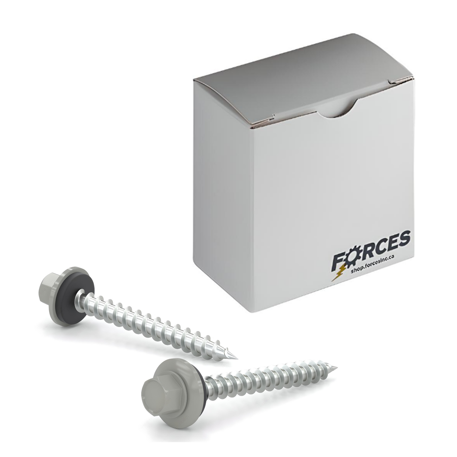 #9 x 1" Metal Roofing Screw Hex Head W/ Washer Type A Point - Steel Stone Gray