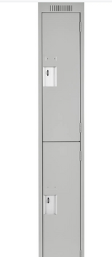 Clean Line™ Lockers, 2 -tier, Bank of 3, 45" x 18" x 72", Steel, Grey, Rivet (Assembled)